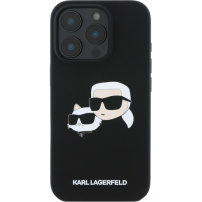 Karl Lagerfeld Силиконов калъф Double Heads с MagSafe за iPhone 16 Pro - черен