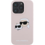 Karl Lagerfeld Силиконов калъф Double Heads с MagSafe за iPhone 16 Pro - розов