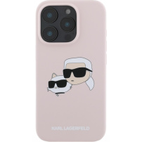 Karl Lagerfeld Силиконов калъф Double Heads с MagSafe за iPhone 16 Pro - розов
