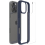 Spigen Ultra Hybrid прозрачен калъф с цветна рамка за iPhone 16 Pro - тъмносин
