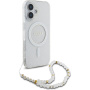 Guess IML Glitter Beads Strap Case with Loop и MagSafe за iPhone 16 - Сребрист