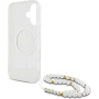 Guess IML Glitter Beads Strap Case with Loop и MagSafe за iPhone 16 - Сребрист