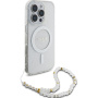 Guess IML Glitter Beads Strap Case with Loop и MagSafe за iPhone 16 Pro - Сребрист
