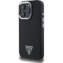 Guess Калъф Grained Triangle Logo Cover с MagSafe за iPhone 16 Pro Max - черен