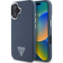 Guess Капак Grained Triangle Logo Cover с MagSafe за iPhone 16 - Тъмно син