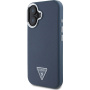 Guess Капак Grained Triangle Logo Cover с MagSafe за iPhone 16 - Тъмно син