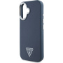 Guess Капак Grained Triangle Logo Cover с MagSafe за iPhone 16 - Тъмно син