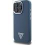 Guess Калъф Grained Triangle Logo Cover с MagSafe за iPhone 16 Pro Max - Тъмно син