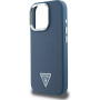 Guess Калъф Grained Triangle Logo Cover с MagSafe за iPhone 16 Pro Max - Тъмно син