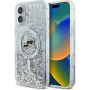 Karl Lagerfeld Liquid Glitter Karl and Choupette Heads Cover с MagSafe за iPhone 16 - Сребрист