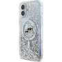 Karl Lagerfeld Liquid Glitter Karl and Choupette Heads Cover с MagSafe за iPhone 16 - Сребрист