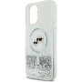Karl Lagerfeld Liquid Glitter Karl and Choupette Heads Cover с MagSafe за iPhone 16 - Сребрист