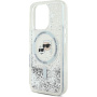Karl Lagerfeld Liquid Glitter Karl and Choupette Heads Cover с MagSafe за iPhone 16 Pro - сребрист