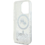 Karl Lagerfeld Liquid Glitter Karl and Choupette Heads Cover с MagSafe за iPhone 16 Pro - сребрист