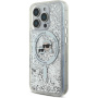 Karl Lagerfeld Liquid Glitter Karl and Choupette Heads Cover с MagSafe за iPhone 16 Pro Max - сребрист