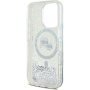 Karl Lagerfeld Liquid Glitter Karl and Choupette Heads Cover с MagSafe за iPhone 16 Pro Max - сребрист
