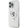 Karl Lagerfeld Ringstand Karl and Choupette Flip Cover и MagSafe за iPhone 16 Pro - Clear