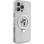 Karl Lagerfeld Ringstand Karl and Choupette Flip Cover и MagSafe за iPhone 16 Pro - Clear