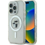 Karl Lagerfeld IML Glitter Karl and Choupette Glitter Cover с MagSafe за iPhone 16 Pro - сребрист