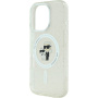 Karl Lagerfeld IML Glitter Karl and Choupette Glitter Cover с MagSafe за iPhone 16 Pro - сребрист