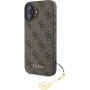 Guess Калъф 4G Charms за iPhone 16 - кафяв