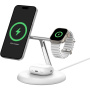 BELKIN Boost Charge Pro Qi2 3в1 магнитен безжичен стенд за iPhone / Apple Watch / AirPods - 15W - бял