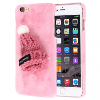 Плюшен защитен кейс / калъф с шапка за Apple iPhone 6S / 6 - розов