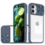 Кейс с плъзгащ се капак на обектива на камерата за iPhone 16 - тъмно син