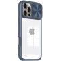 Кейс с плъзгащ се капак на обектива на камерата за iPhone 16 Pro Max - тъмно син