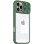Кейс с плъзгащ се капак на обектива на камерата за iPhone 16 Pro Max - маслина