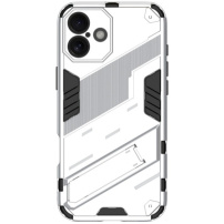 Издръжлив защитен капак със стойка за iPhone 16 Plus - бял
