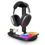 3-в-1 безжична стойка с държач за слушалки за iPhone / Apple Watch / AirPods - 15W - черен