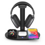 3-в-1 безжична стойка с държач за слушалки за iPhone / Apple Watch / AirPods - 15W - черен