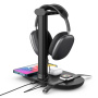 3-в-1 безжична стойка с държач за слушалки за iPhone / Apple Watch / AirPods - 15W - черен