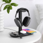 3-в-1 безжична стойка с държач за слушалки за iPhone / Apple Watch / AirPods - 15W - черен