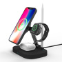 F22 4-в-1 сгъваема магнитна безжична стойка за iPhone / Apple Watch / AirPods / Apple Pencil - 15W - черна