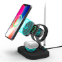 F22 4-в-1 сгъваема магнитна безжична стойка за iPhone / Apple Watch / AirPods / Apple Pencil - 15W - черна