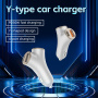 A2 Автомобилно зарядно устройство с Y-образна форма с 2x USB-C / 2x USB-A порта - 78W - сребристо