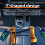 A2 Автомобилно зарядно устройство с Y-образна форма с 2x USB-C / 2x USB-A порта - 78W - сребристо