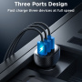 Автомобилно зарядно JOYROOM CCD03 с дисплей и портове 3x USB-A - 17W - черно
