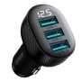 Автомобилно зарядно JOYROOM CCD03 с дисплей и портове 3x USB-A - 17W - черно