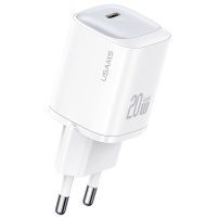 USAMS CC248 бързо зареждащ адаптер с USB-C порт - 20W - бял
