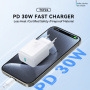 JOYROOM JR-TCF24 комплект за бързо зареждане с адаптер с USB-C порт и USB-C към USB-C кабел - 30W - 1 m - бял