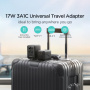 JOYROOM JR-TCW01 универсален адаптер за пътуване с USB-C / 3x USB-A портове и прибиращи се щепсели - 17W - черен