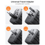 JOYROOM JR-TCW01 универсален адаптер за пътуване с USB-C / 3x USB-A портове и прибиращи се щепсели - 17W - черен