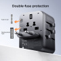 JOYROOM JR-TCW01 универсален адаптер за пътуване с USB-C / 3x USB-A портове и прибиращи се щепсели - 17W - черен