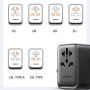 JOYROOM JR-TCW01 универсален адаптер за пътуване с USB-C / 3x USB-A портове и прибиращи се щепсели - 17W - черен