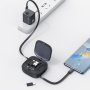 USAMS Комплект US-SJ650 с прибиращи се USB-C кабели, адаптери и игла - черен