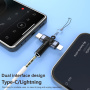 2в1 аудио адаптер - 3.5 мм жак към USB-C / Lightning - червен