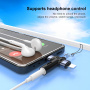 2в1 аудио адаптер - 3.5 мм жак към USB-C / Lightning - черен